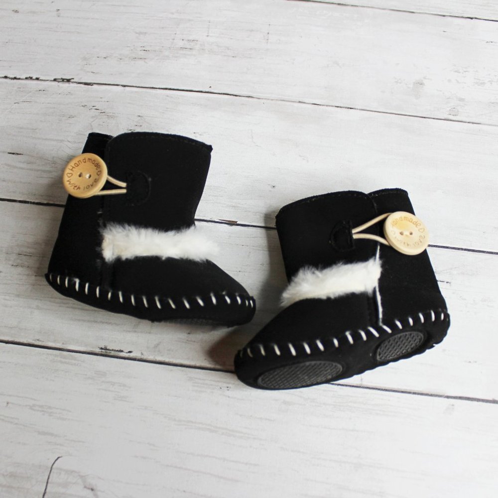 Baby Girl's Winter Booties Size 1 2 0-6 Months Black Boots